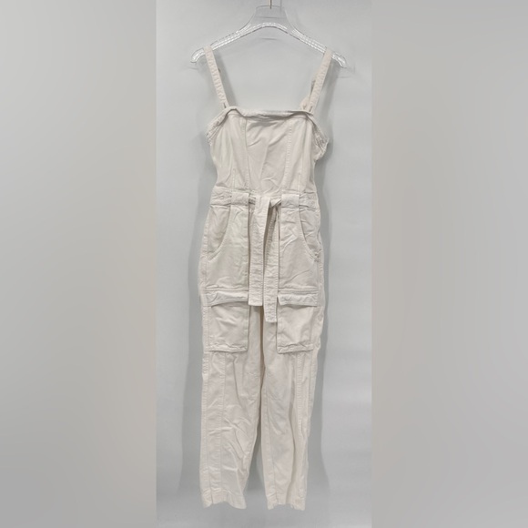 Free People Go West Jean Denim Overall Jumpsuit Zinc‎ White size small - Picture 3 of 10